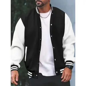 StylishPlusSizeMen'sRaglanBaseballJacket-PlusSizeVarsityJacketswithContrastColorFabricMenswear