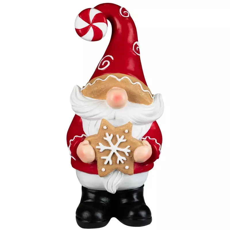 Northlight 35847218 11.5 in. Gnome Holding Gingerbread Snowflake Cookie Christmas Decoration, Red