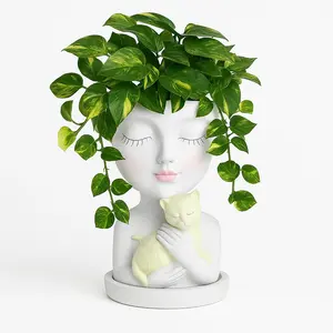 Lady Head Resin Planter 7.7in