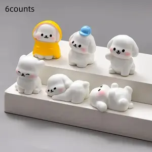 6pcs Cute Cartoon Dog Handmade Desktop Ornaments, Trendy Plush Toy Blind Box Accessories, Car Hanging Decorations