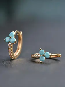 Bohemian Blue Hoop Earrings, Women's Elegant Circle Earrings, Trendy Female Accessory Beach Jewelry