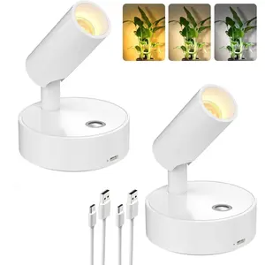 LED Wireless Spotlight Indoor, Rechargeable Battery Uplighting Indoor with Remote & Timer, 3CCT Picture Lights for Wall, Mini Art Accent Light for Plants Artwork Painting, 2 Pack
