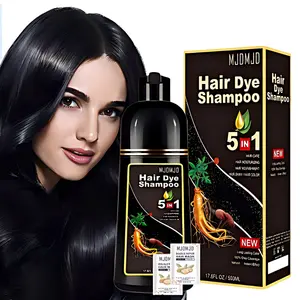 Black Hair Dye Shampoo 5-in-1 for Men & Women - Instant Hair Color Shampoo for 99.9% Gray Hair Coverage & Beard - Herbal Ingredients Natural Plant-Based Hair Dye Shampoo for Hair Care & Dye,With 2 Free 12ml Hair Masks Included