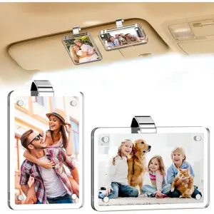 2 Pack  Picture Holder for Sun Visor,    Photo Clip Compatible with Instax Mini 12 11 9 &  Go, Horizontal & Vertical Display for 2.4" x 3.5" Wallet Size Photos, Personalized  Decor Accessories