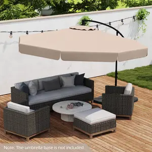 COSTWAY - 10 Feet Patio Cantilever Umbrella with Cover Tilt Adjustment and Ruffled Edge-Beige