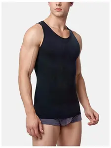 Men's Textured Compression Vest, Sleeveless Breathable Fitness Sports Tight-Fitting Shapewear, Casual Plain Design, All Seasons