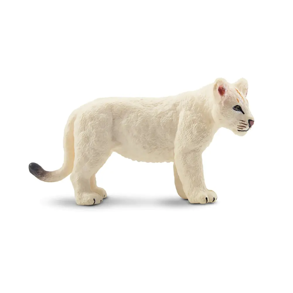 Toymany Hand-Painted Standing White Lion Cub Figurine – Realistic Animal Model, Perfect for Early Education, Montessori Sensory Play, Cake & Party Decorations, Desk & Home Décor, Thoughtful Gifts, and Collectible Figurine