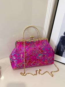 women's elegant embroidered flower design handbag, fashionable large capacity chain shoulder bag for daily used, casual trendy versatile high-quality daily commuting purse