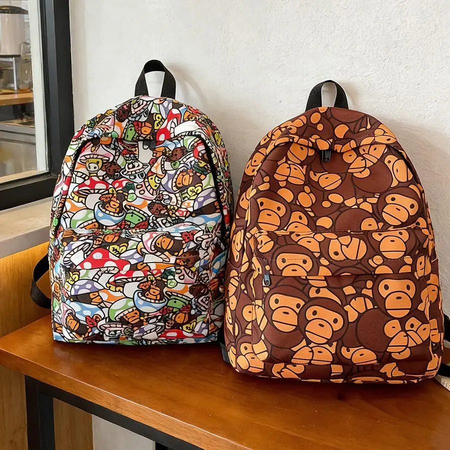 Cartoon  Monkey Full Print Backpack for Men Women, Trendy Graffiti Street Large Capacity Student School Bag, Casual Fashion All-Match Daily Travel Rucksack