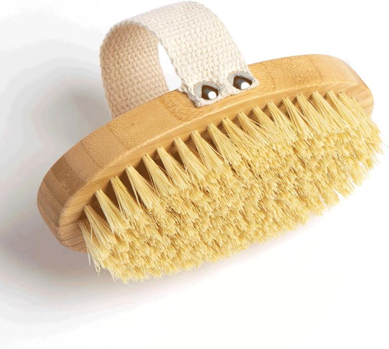 Wooden Firm Dry Brush & Shower Brush for Body Care- Handheld Back Scrubber Body Brush Exfoliator & Dead Skin Remover for Men & Women by M3 Naturals