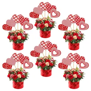 15pcs Heart-Shaped Floral Sticks with Rods for Parties, DIY Decoration and Bouquet Filler for Wedding Anniversaries, Creative Photo Props