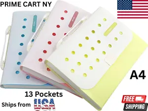 13-Pocket Expandable Accordion File Folder, Document Organizer for Office & School Use