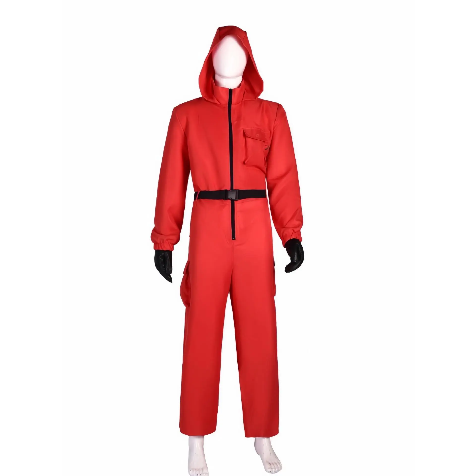 Big red jumpsuit+belt+gloves