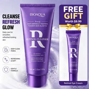 BIOAOUA 45% Retinol Face Wash with 5% Hyaluronic Acid - Anti-Aging & Deep Cleansing Facial Cleanser for Wrinkles & Tightening - Gentle Moisturizing Formula for Radiant, Youthful Skin - 3.5oz (100g)