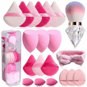 20PCS Makeup Sponge Set with Powder Puff and Brush for Liquid Cream and Powder Makeup Mini Figure Beauty Sponges Easter Happy Birthday Gifts