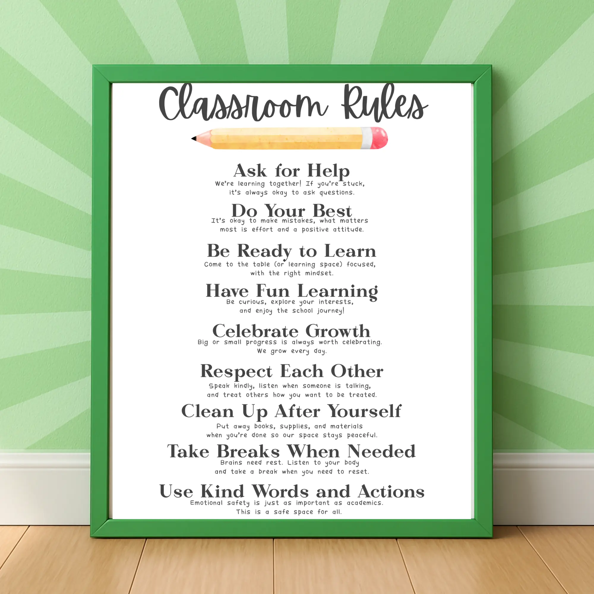 Classroom Rules Poster | Homeschool Rules Chart for Kids | Behavior Expectations & Learning Routine Visual | Educational Wall Art