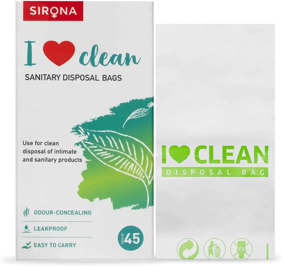 Sirona Sanitary Disposal Bags- 75 Pack | | Leakproof, Odor-Concealing Disposal for Tampons, Pads, Liners & More | Hygienic & Travel-Friendly (75 Pack)