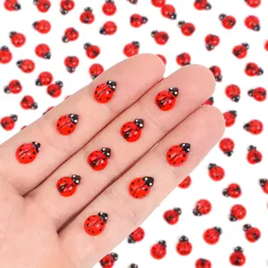 200pcs Mini Ladybug Decor Tiny For Crafts Dollhouse Miniatures Things Animals Fairy Garden Landscaping Home Decoration  2 Types(0.32*0.4inch & 0.3*0.36inch)