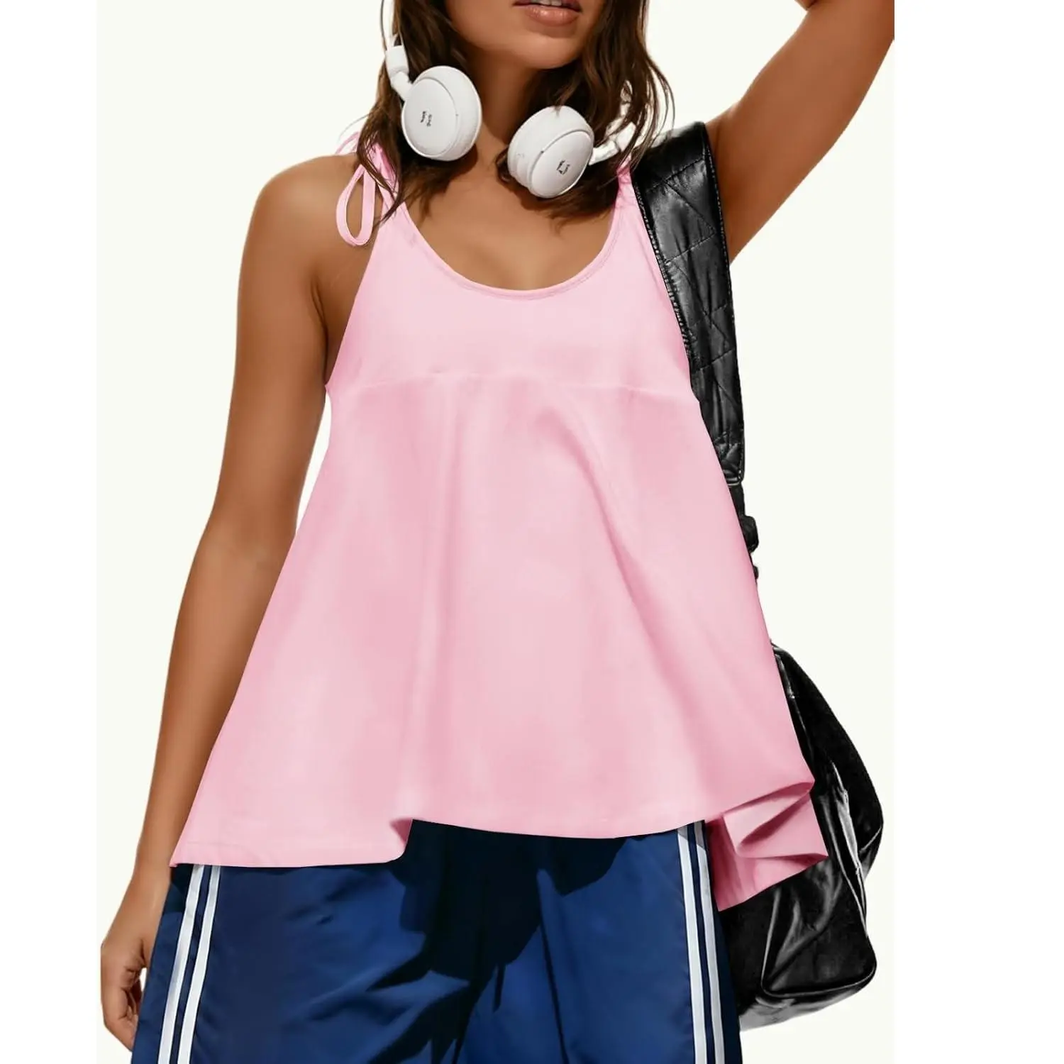Fisoew Womens Workout Tank Tops Sleeveless Scoop Neck Racerback Loose Summer Active Running Gym Babydoll Shirts #TikTokShopJumpstartSale