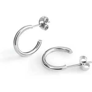Altitude Boutique 15mm - Small Silver Hoop Earrings For Women | Silver Plated Thin Tube Earrings | Lightweight, Hypoallergenic Chunky Silver Open Hoops