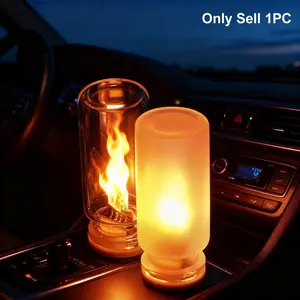 USB Touch LED Flame Candle Light, Realistic Flickering Fire Effect, Car Atmosphere Lamp, Bedroom Nightlight, Multi-Color Ambiance Lighting
