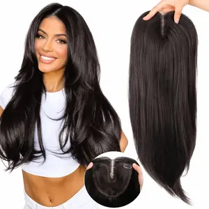 YOLO MANE 22 Inch Wavy Hair Topper for Women – 6.5"x5.5" Large Base, Synthetic  Topper, Clip-In Hairpiece for Thinning Hair, Ladies Wiglet, Natural Volume & Coverage
