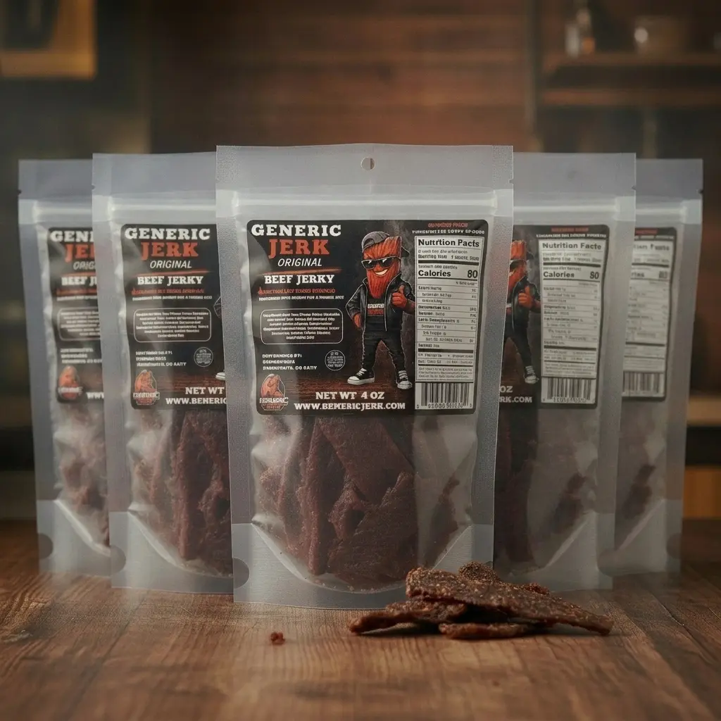 6 Pack Generic Jerk Original Beef Jerky | Naturally Wood Smoked | Premium Protein Snack | 4 oz