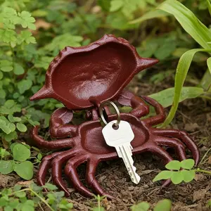 Crab Key Hider, Cast Iron for Coastal Garden, Porch or Patio, 6.8"