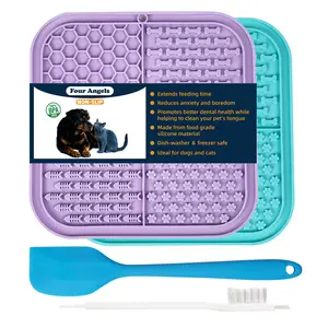 2PCS Lick Mat for Dogs and Cats,Premium Lick Pad with Suction Cups for Dog Anxiety Relief,Dog Treat Mat Perfect for Bathing Grooming Blue&Green-MSD silicone feeder