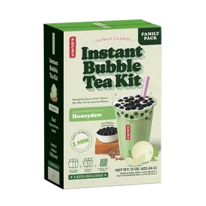 POCAS Instant Bubble Tea Kit, Honeydew Flavor, Milk Tea with Boba, Ready in 1 min