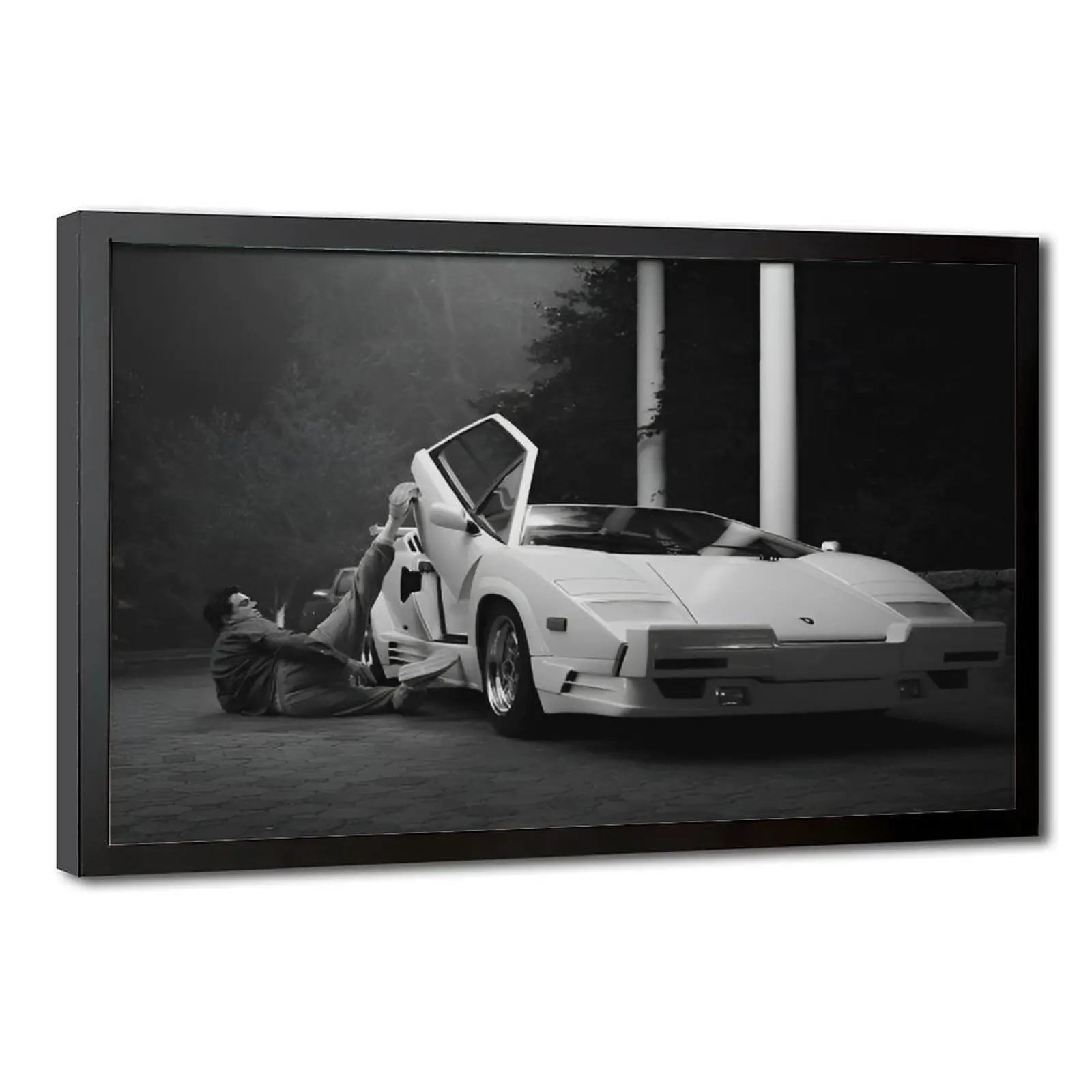 The Wolf of Wall Street Lamborghini Black and White Home Decor Poster, Wall Art Print for Living Room