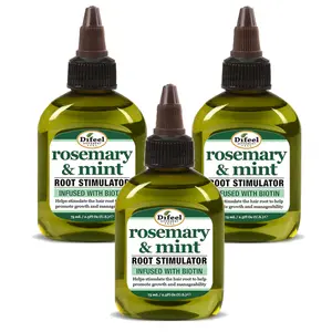 Difeel Rosemary and Mint Root Stimulator with Biotin 2.5 oz. (Pack of 3) - Scalp Treatment for Hair Growth
