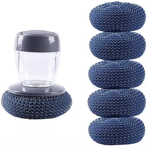 Automatic Soap-Dispensing Plastic Dish Brush - Compact PET Palm Hand Dishwashing Tool, No Manual Soap Application, Household Kitchen Sink Item, Camping Cleaning Supply