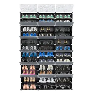 12-Tier Portable 72 Pair Shoe Rack Organizer 36 Grids Tower Shelf Storage Cabinet Stand Expandable for Heels, Boots, Slippers, Black