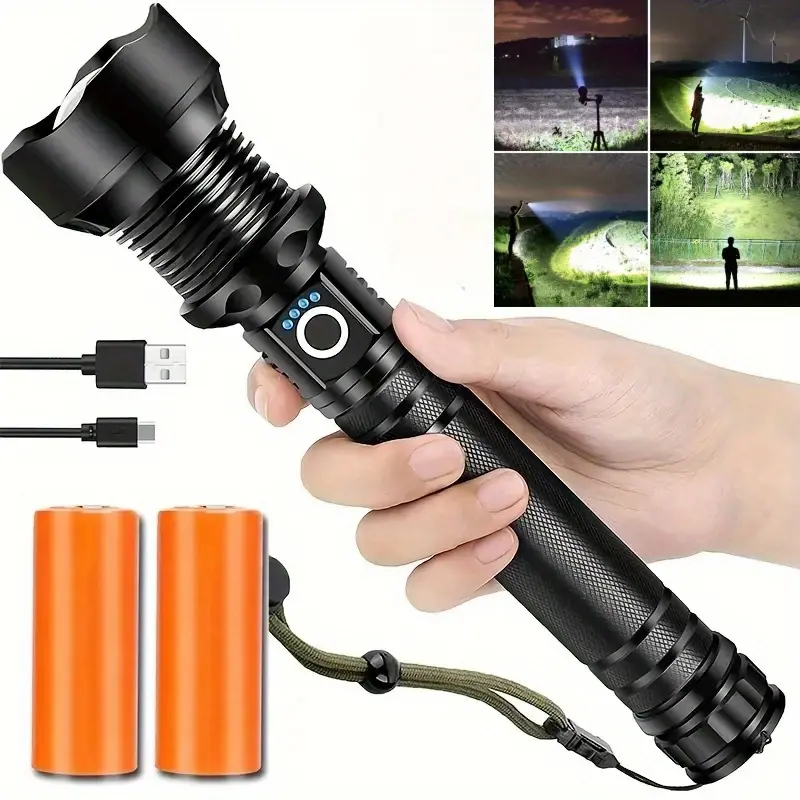 Anyice Rechargeable Super Bright LED Flashlight Lamp Beads Zoomable, 3 Modes, Perfect For Camping Outdoor Flashlight