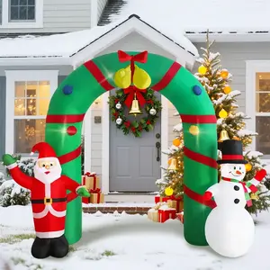 Christmas Inflatables Archway with Build in LED Light 7.9 Ft Inflatable Santa Claus and Snowman Arch Indoor and Outdoor Holiday Decorations Winter Yard Ornaments for Lawn Yard Garden Decor