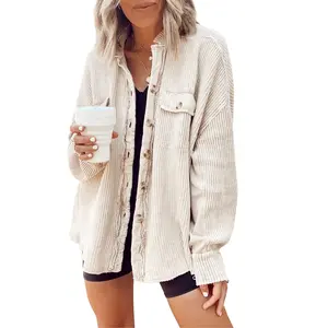 Women's Oversized Loose-Fit Longsleeves Batwing Waffle Knit Button-Down Shacket Tops - Solid Lightweight Knitwear Shirt-Jacket, Ideal for Casual Outdoor Outfits, Pairable with Bottoms for a Chic Suit Piece
