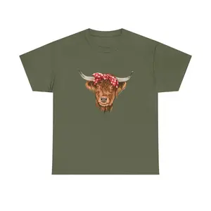 Katie Van Slyke™ Petunia T-Shirt Unisex Heavy Cotton Tee with Original Mini Cow Design Classic Fit Crew Neckline Casual Fashion Top