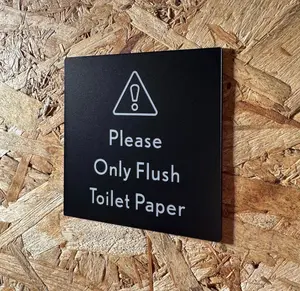 Please Only Flush Toilet Paper | Adhesive Backing | Bathroom Sign