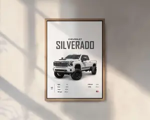 Chevrolet Silverado Poster, Chevrolet Wall Art, Car Poster, Inspired Poster, Printable Poster, Men Room Decor, Home Office Art, Boys Room Decor, Room Decor, Super Car Posters, Room Decor, Home Decor, Unframe Poster, Wall Art, Gift For Him