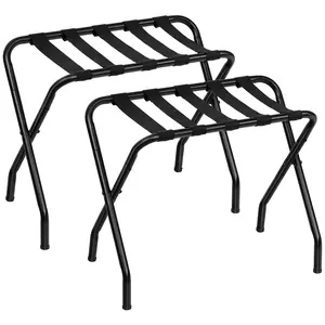 HOOBRO Luggage Rack, Pack of 2 Organizer, Metal Foldable Suitcase Stand for Guest Room, Holds 100 lb, Steel Frame, Nylon Straps, for Hotel, Bedroom, Closet#SpringSale #BigSpringSale