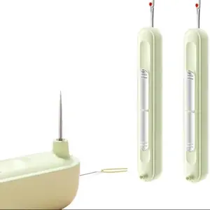 2Pcs Plug-in Needle Threader, 2 in 1 Threading and Thread Removal Tools, Stretchable Remover Needle Threading Tool for Hand Sewing Knitting Craft Quilting Supplies