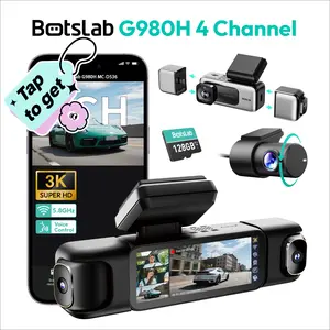 Botslab 4 Channel 3K Dash Cam with 3.18” Touch Screen, 24/7 Parking Mode, Built-in GPS, 5.8G WiFi, Night Vision, Voice Control, 128GB Card, Rear Camera Monitor