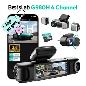 【FathersDayGift】Botslab 3K 4 Channel Dash Cam with 3.18” Touch Screen, 24/7 Parking Mode, Built-in GPS, 5.8G WiFi, Night Vision, Voice Control, 128GB Card, Rear Camera Monitor Touchscreen Dash Cam Car Dvr