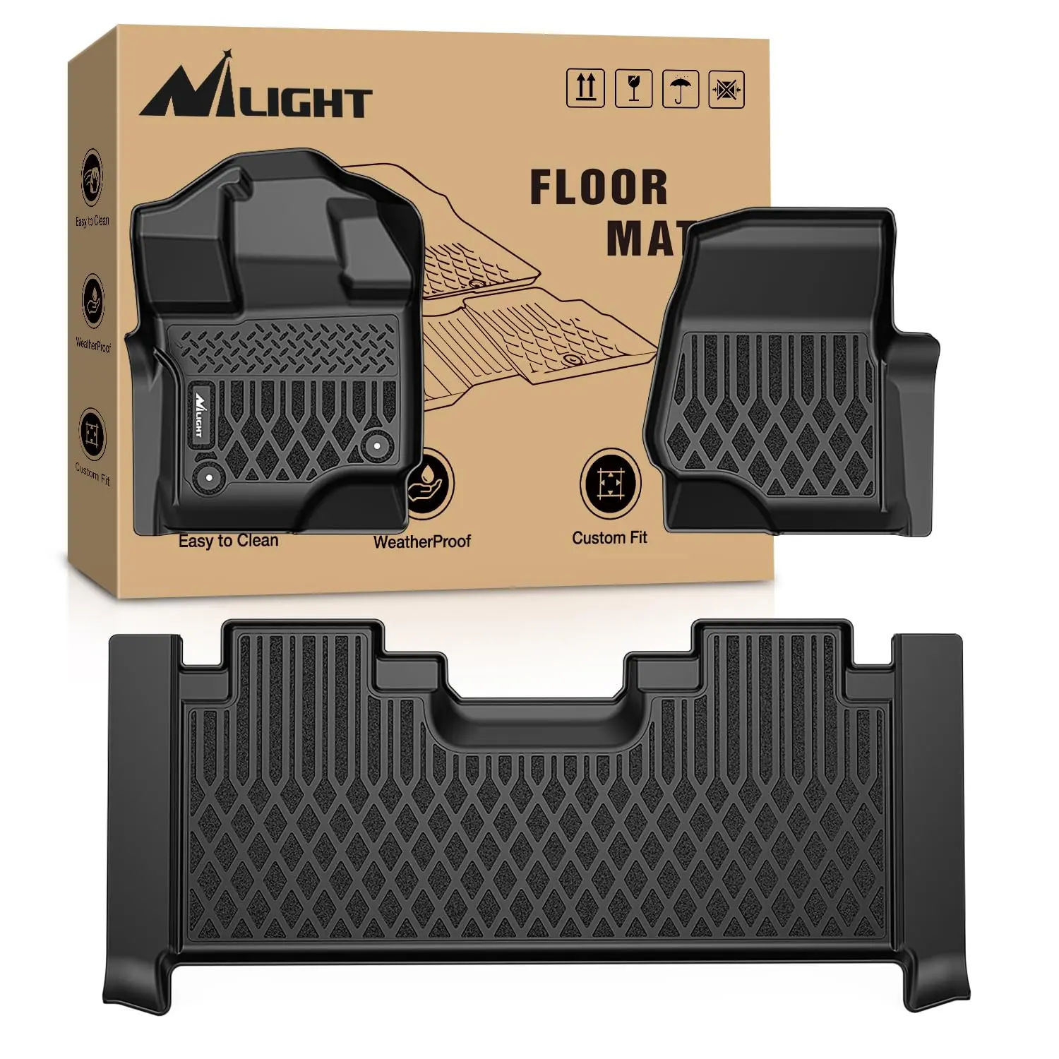 Nilight TPE Car Floor Mats, Heavy Duty Weatherproof Custom Fit for Ford F150 F-150 SuperCab Extended Cab 2015-2026 with 1st Bucket Seat, Floor Protector, Easy to Clean Liners, Protects Floors