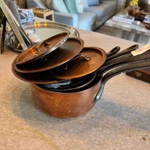 Vintage French Copper Pot Set