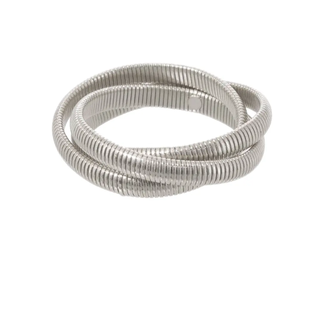 Expandable Bangle 3 Pcs Set Matte Silver Lead & Nickel Compliant for Sensitive Skin Stylish Versatile Accessory
