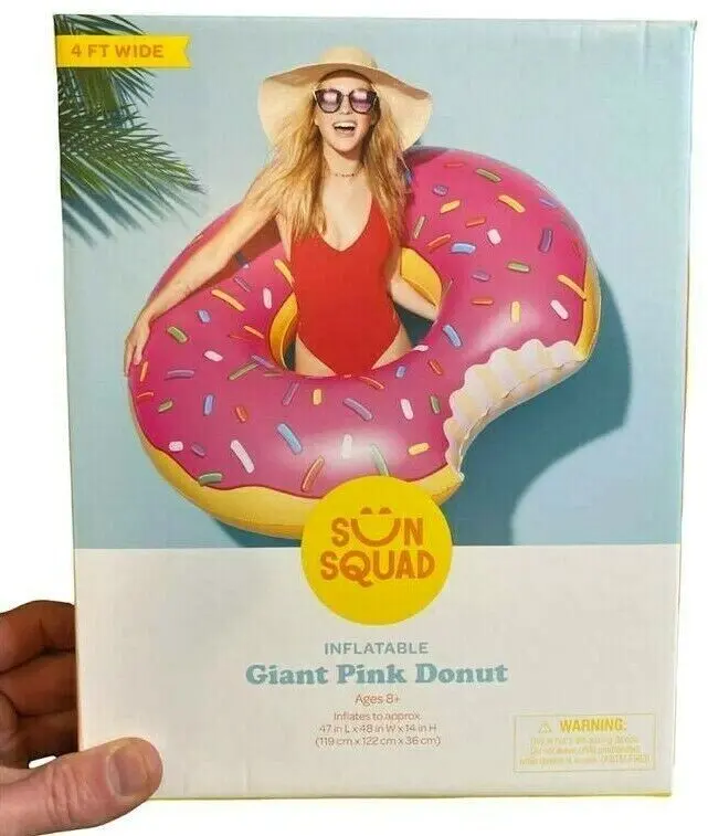 🍓 Strawberry Donut Pool Float – 4 FT Wide with Bite Mark 🍩