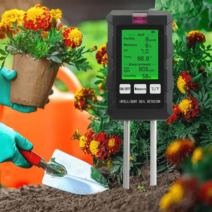 TEMPOMIND 6-in-1 Soil Tester - Soil Moisture, pH, Fertility & Temperature Detector for Home Improvement, Garden Watering & Irrigation (Battery Not Included)