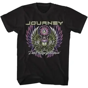 Journey Women's Don't Stop Believin' Print Round Neck Cotton Tee Vintage Trendy Casual Short Sleeve T-shirt for Daily Wear Ladies Summer Outfit